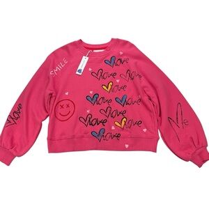 Just Madison Heart print Sweatshirt, NWT, S